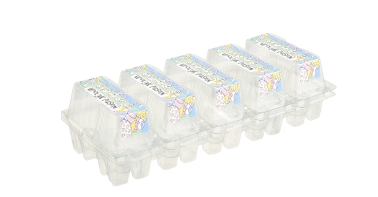 Durable, recyclable transparent box 2 pieces label